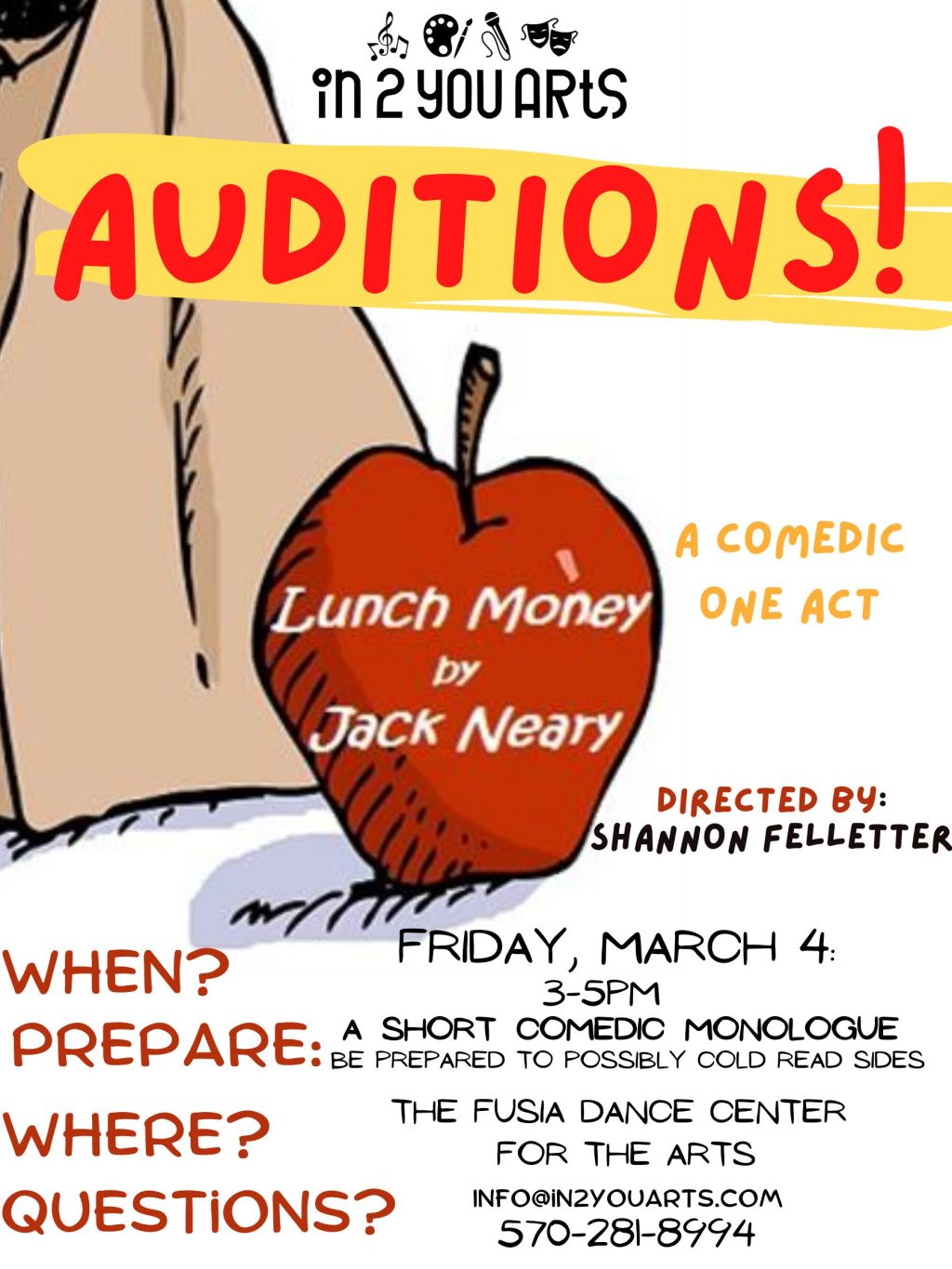 AUDITIONS for “Lunch Money” by Jack Neary; Directed by Shannon Felletter.
